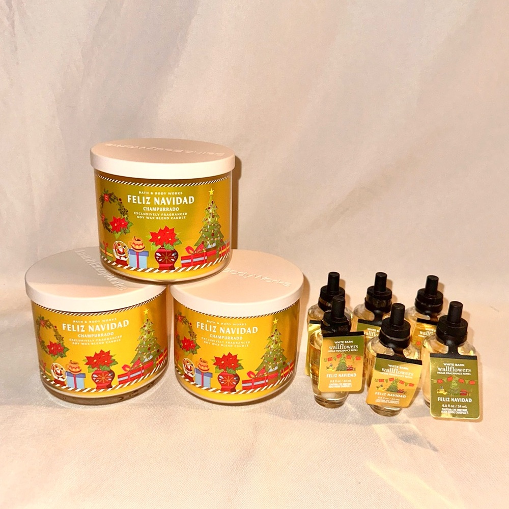 BBW Feliz Navidad Champurrado Candles + Wallflower Set